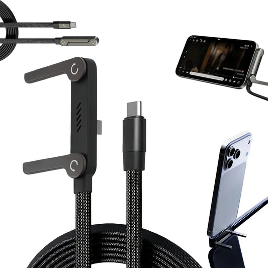 2-In-1 Invisible Stand Charging Cable, Multi Charger Cord with Type C Multi-Angle Adjustable Stand,240W Fast Charging Cable 5 FT